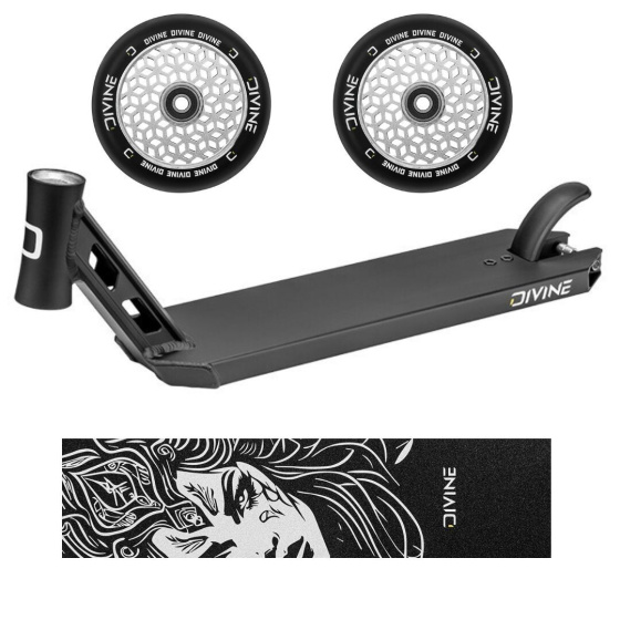 Set Deska Divine Park černá + 2ks koleček Divine 110 mm Light stříbrná + Divine Nyx griptape