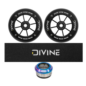 Set 2ks koleček Divine 120 mm Spoked černé + Divine griptape + Divine headset Set 2ks koleček Divine 120 mm Spoked černé + Divine griptape + Divine headset