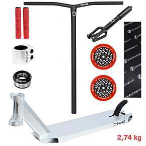 Freestyle koloběžka Custom Divine Zephyr 480 mm CrMo Silver/Red